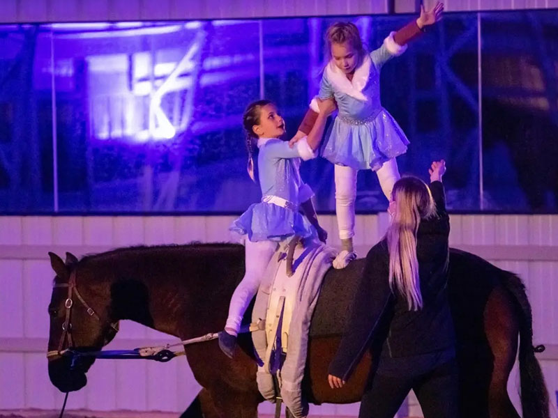 Girls vaulting during a recital at Nation Valley Ranch in Chesterville, Ontario