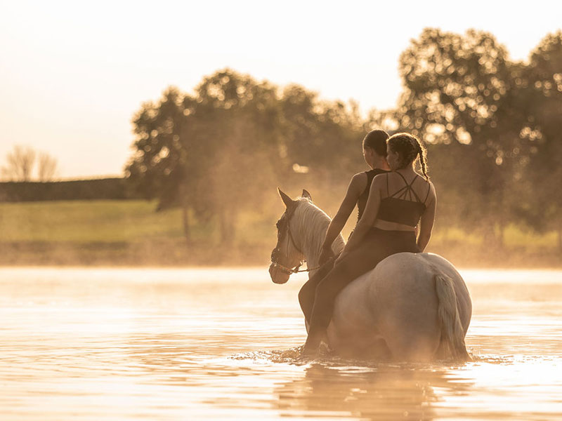 girls riding bareback at Nation Valley Ranch in Chesterville, Ontario