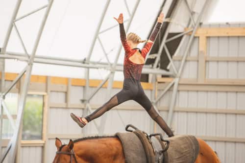 Vaulter on horseback at Nation Valley Ranch in Chesterville, Ontario.