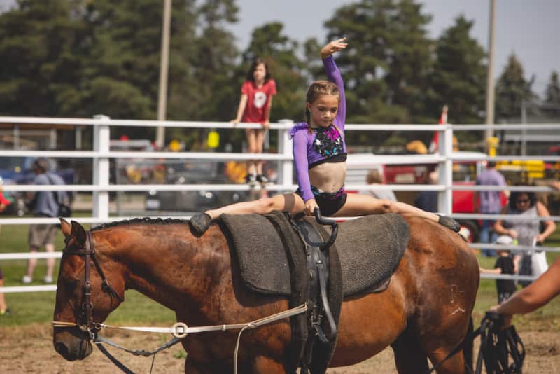 Girl vaulting at a competition near Chesterville, Ontario.